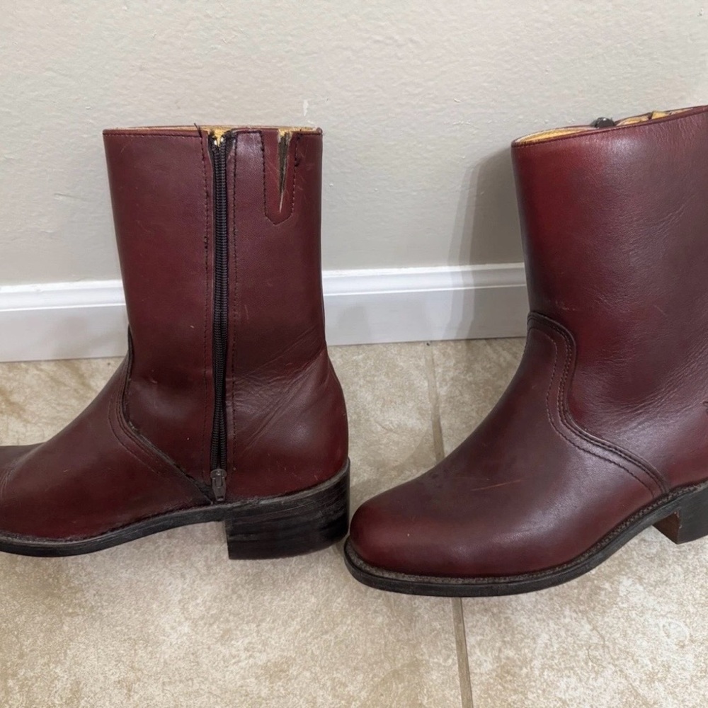 Vintage Frye Burgandy Leather Women's Boots Size 10 D